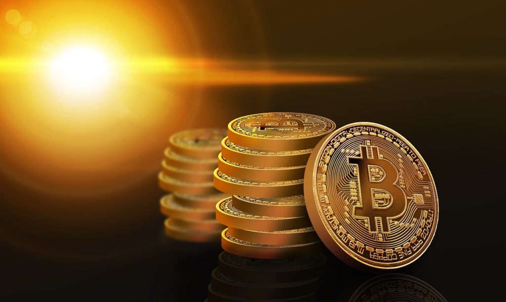 stacked bitcoins